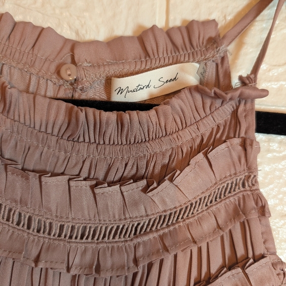 104.Mustard Seed Sleeveless Tan Mini Dress - Picture 1 of 4